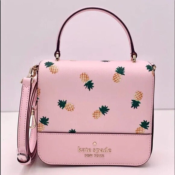 G Kate Spade Staci Square Pineapp Crossbody Pink Saffiano K7629 NWT $299 MSRP FS - Picture 6 of 14